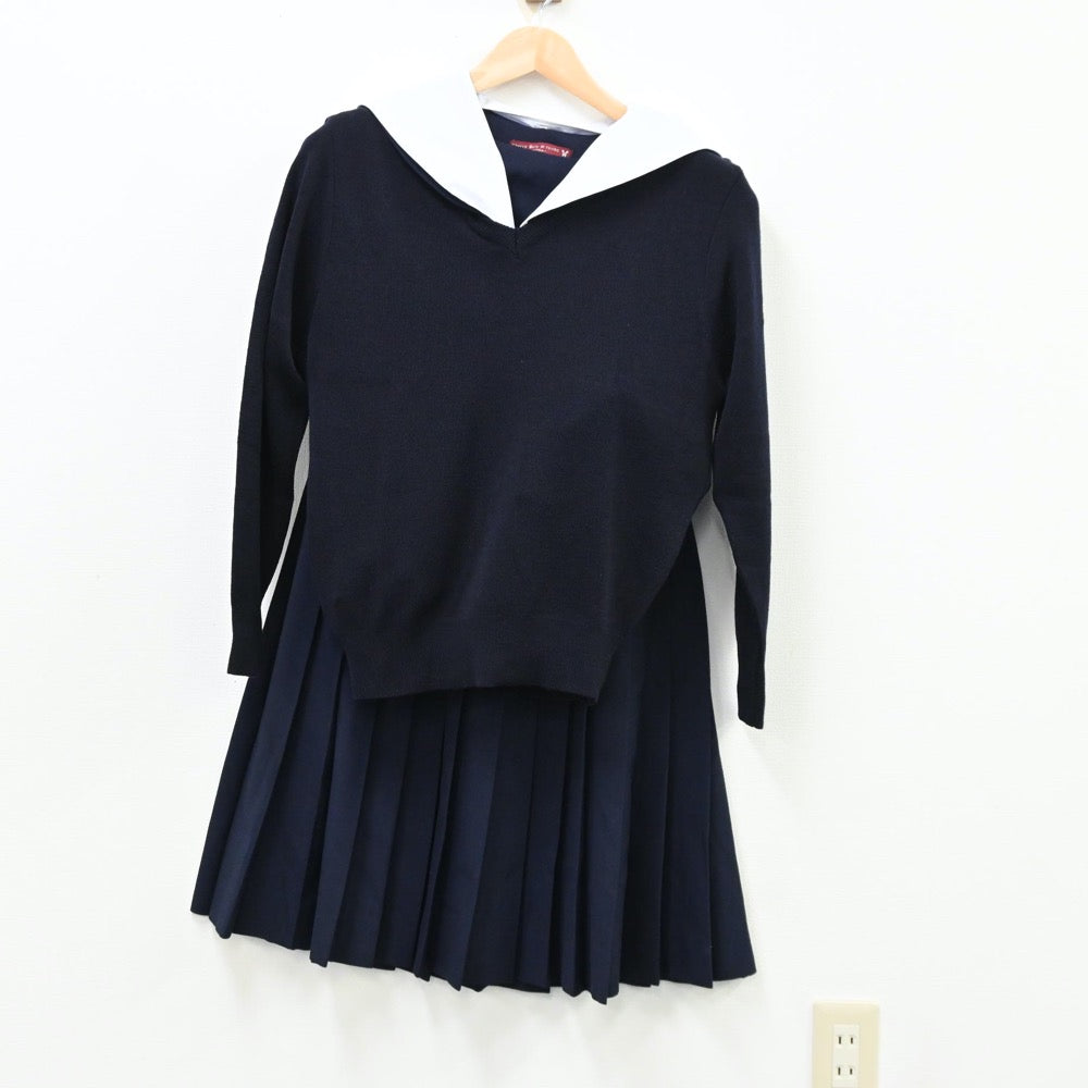 【中古】愛知県 明祥中学校 女子制服 6点（セーラー服・ニット・シャツ・スカート）sf011913