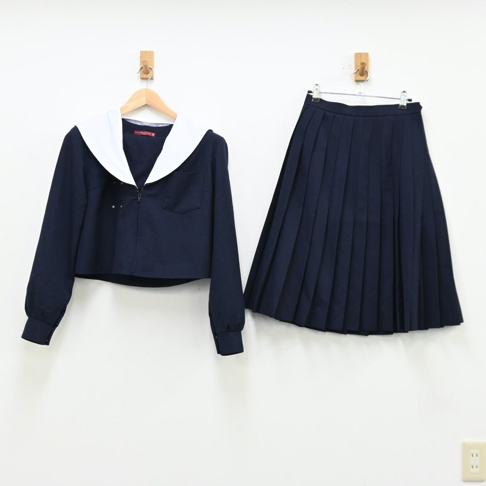 【中古】愛知県 明祥中学校 女子制服 6点（セーラー服・ニット・シャツ・スカート）sf011913