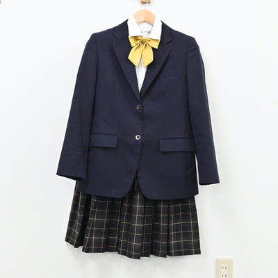 【中古】福岡県 九州産業大学附属九州高等高校 女子制服 7点（ブレザー・シャツ・ニット・スカート）sf011915