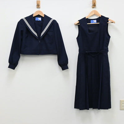 【中古】福岡県 八幡高等学校 女子制服 2点（セーラー服・ジャンパースカート）sf011920