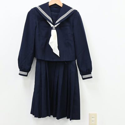 【中古】埼玉県 西中学校 女子制服 3点（セーラー服・ジャンパースカート）sf011923