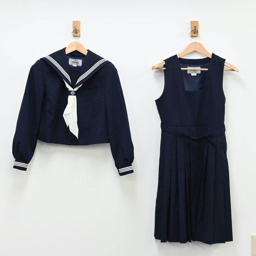 【中古】埼玉県 西中学校 女子制服 3点（セーラー服・ジャンパースカート）sf011923