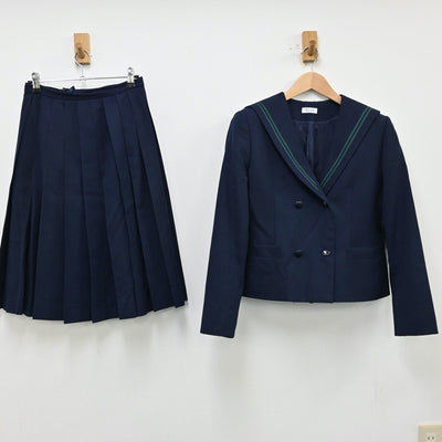 【中古】福島県 福島県須賀川市立西袋中学校 女子制服 2点（セーラー服・スカート）sf011943