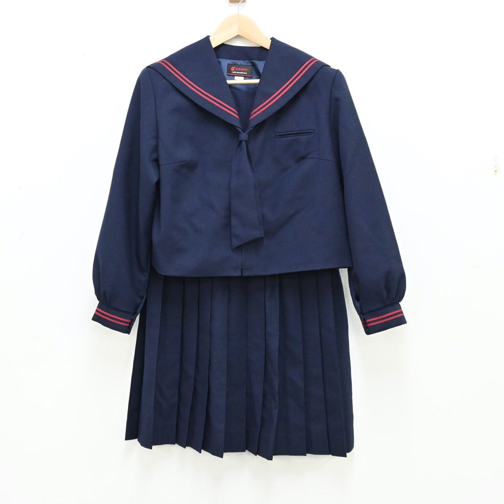 【中古】群馬県 群馬県沼田市立沼田中学校 女子制服 3点（セーラー服・スカート）sf011979