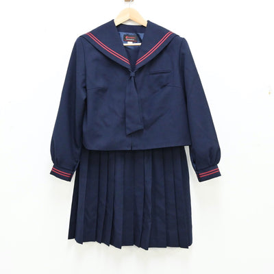 【中古】群馬県 群馬県沼田市立沼田中学校 女子制服 3点（セーラー服・スカート）sf011979