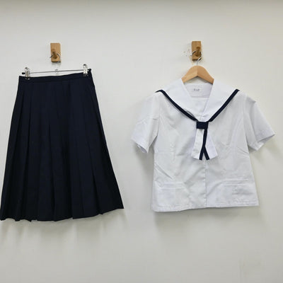 【中古】福島県 須賀川市立西袋中学校 女子制服 2点（セーラー服・スカート）sf011983