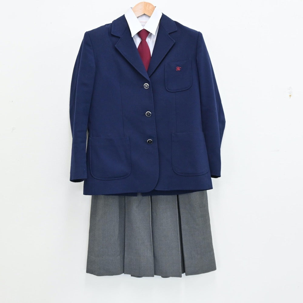 【中古】大阪府 大阪市立菫中学校 女子制服 5点（ブレザー・ニット・シャツ・スカート）sf011995