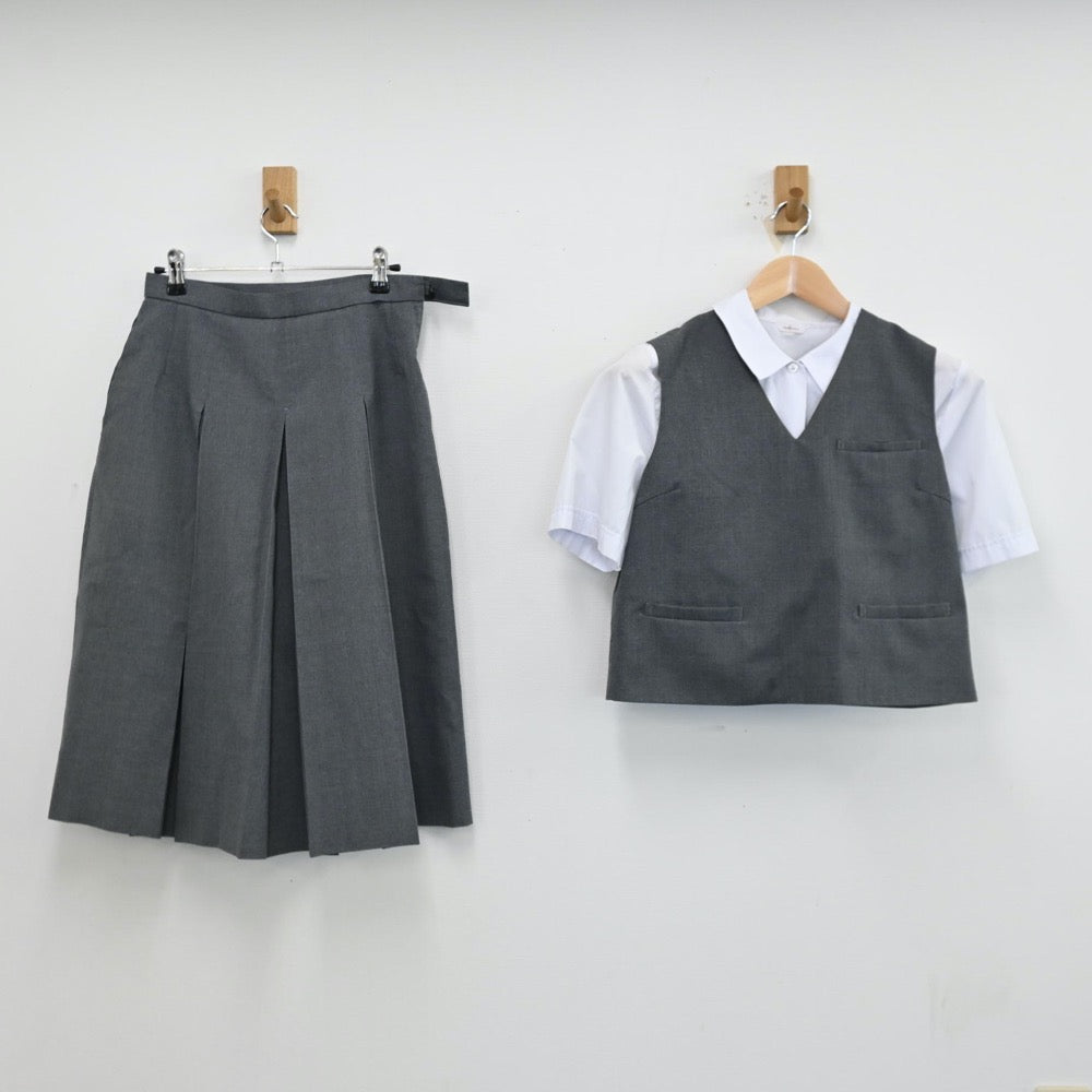 【中古】大阪府 大阪市立菫中学校 女子制服 4点（ベスト・シャツ・スカート）sf011996