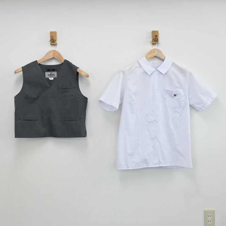 【中古】大阪府 大阪市立菫中学校 女子制服 4点（ベスト・シャツ・スカート）sf011996