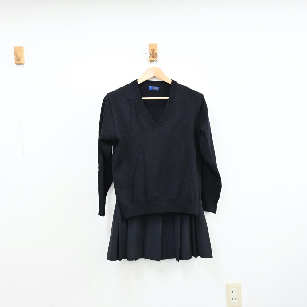 【中古】三重県 三重高等学校 女子制服 3点（ニット・スカート）sf012006