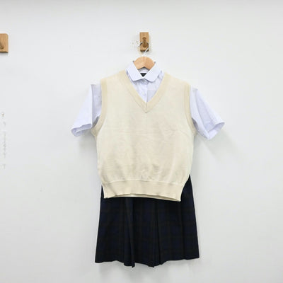 【中古】山口県 南陽工業高等学校 女子制服 3点（シャツ・ニットベスト・スカート）sf012016