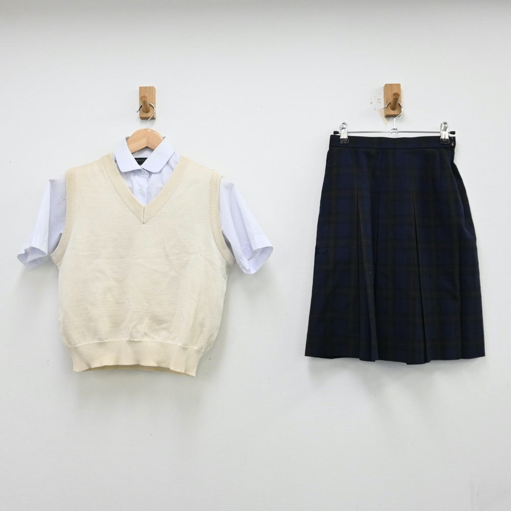 【中古】山口県 南陽工業高等学校 女子制服 3点（シャツ・ニットベスト・スカート）sf012016