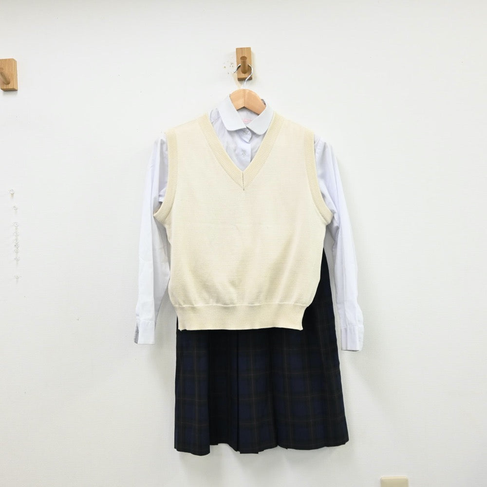 【中古】山口県 南陽工業高等学校 女子制服 3点（シャツ・ニットベスト・スカート）sf012017