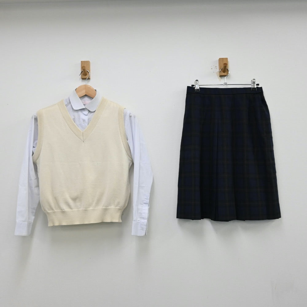 【中古】山口県 南陽工業高等学校 女子制服 3点（シャツ・ニットベスト・スカート）sf012017