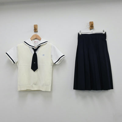 【中古】東京都 東京家政大附属女子高等学校 女子制服 5点（セーラー服・ニットベスト・スカート）sf012019