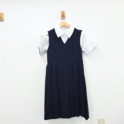 【中古】東京都 私立跡見学園中学校 女子制服 4点（シャツ・シャツ・ニットベスト・ジャンパースカート）sf012023