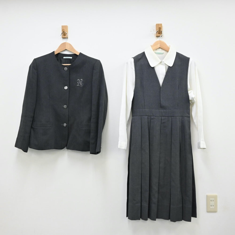 【中古】兵庫県 仁川学院高等学校 女子制服 4点（ブレザー・シャツ・ジャンパースカート）sf012037