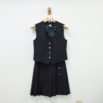 【中古】東京都 鶴川高等学校 女子制服 5点（ブレザー・ニット・ベスト・スカート）sf012040