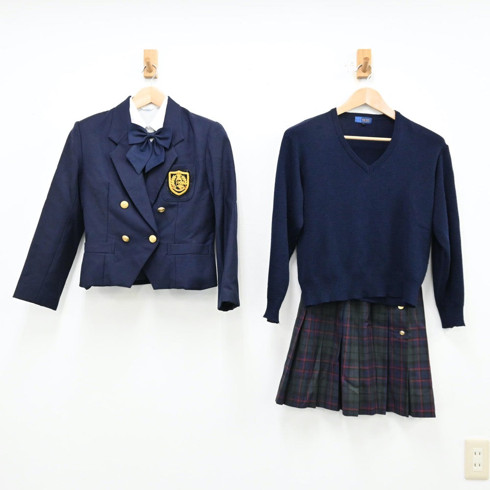 【中古】東京都 鶴川高等学校 女子制服 6点（ブレザー・シャツ・ニット・ベスト・スカート）sf012041