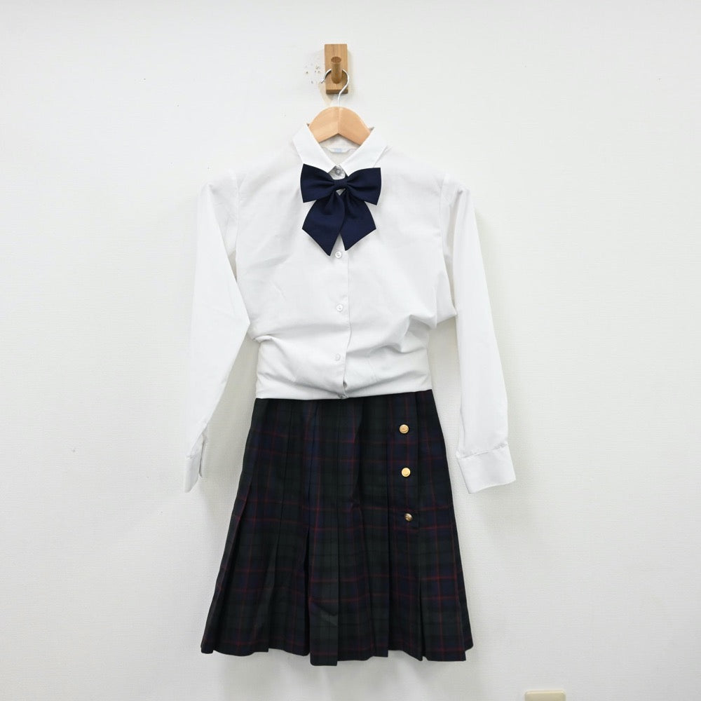 【中古】東京都 鶴川高等学校 女子制服 6点（ブレザー・シャツ・ニット・ベスト・スカート）sf012041