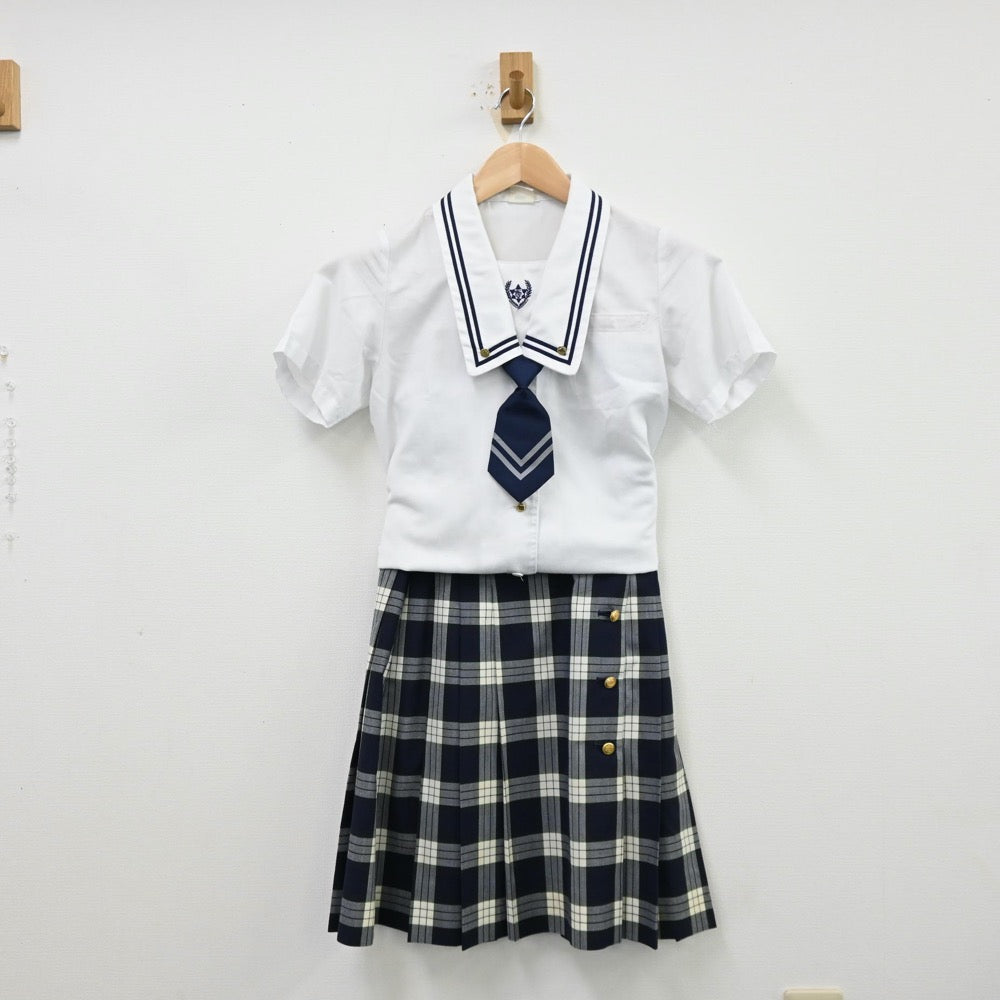 【中古】東京都 鶴川高等学校 女子制服 4点（シャツ・シャツ・スカート）sf012043