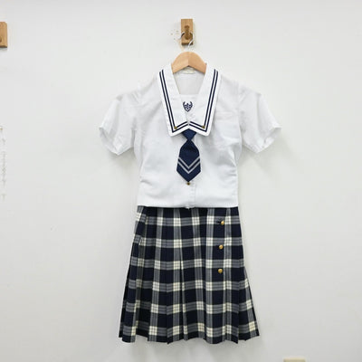 【中古】東京都 鶴川高等学校 女子制服 4点（シャツ・シャツ・スカート）sf012043