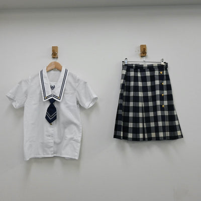 【中古】東京都 鶴川高等学校 女子制服 4点（シャツ・シャツ・スカート）sf012043