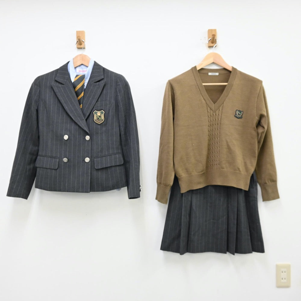 【中古】東京都 錦城高等学校 女子制服 6点（ブレザー・シャツ・ニット・ベスト・スカート）sf012050