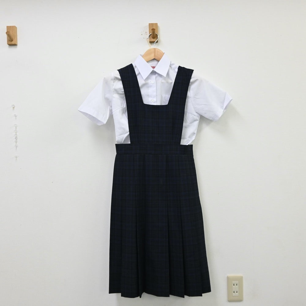 【中古】福岡県 友泉中学校 女子制服 2点（シャツ・ジャンパースカート）sf012068