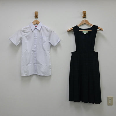 【中古】福岡県 友泉中学校 女子制服 2点（シャツ・ジャンパースカート）sf012068