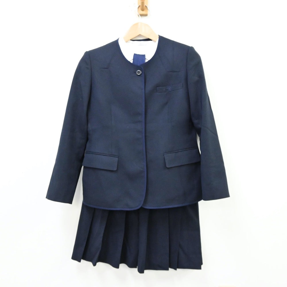 【中古】東京都 白_高等学校 女子制服 5点（ブレザー・シャツ・ニット・スカート）sf012072