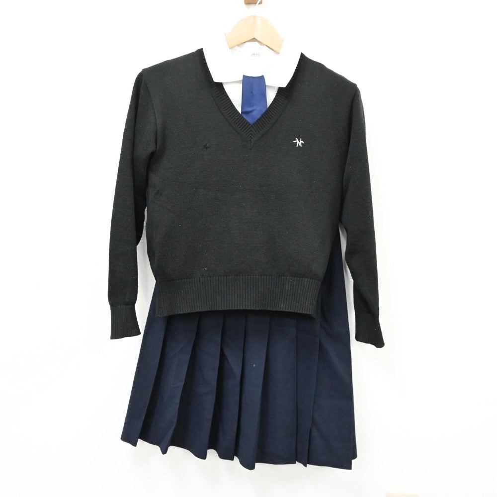 【中古】東京都 白_高等学校 女子制服 5点（ブレザー・シャツ・ニット・スカート）sf012072