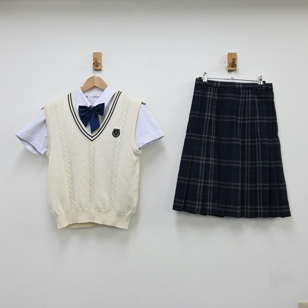 【中古】鹿児島県 吹上高等学校 女子制服 5点（シャツ・ニットベスト・スカート）sf012073