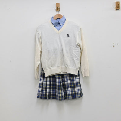 【中古】大阪府 追手門学院高等学校 女子制服 3点（ニット・シャツ・スカート）sf012085