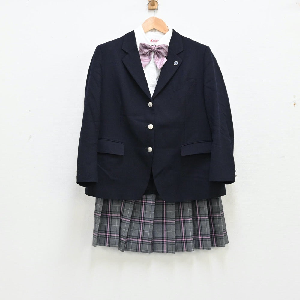 【中古】東京都 クラーク記念国際高等学校 東京キャンパス 女子制服 5点（ブレザー・ニットベスト・シャツ・スカート）sf012093