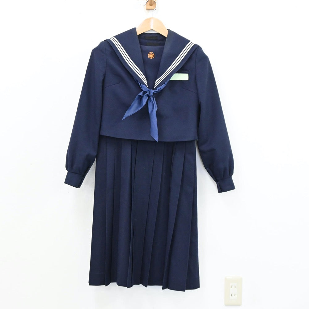 【中古】福岡県 城山中学校 女子制服 3点（セーラー服・ジャンパースカート）sf012099