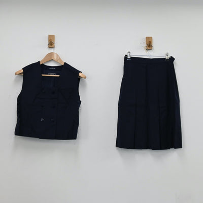 【中古】埼玉県 川越女子高等学校 女子制服 2点（ベスト・スカート）sf012106