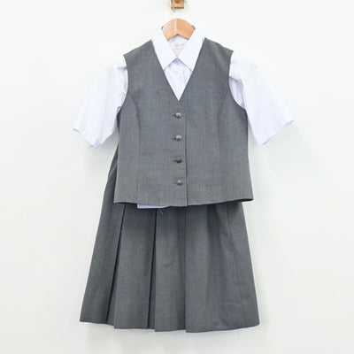 【中古】東京都 谷原中学校 女子制服 3点（シャツ・ベスト・スカート）sf012108