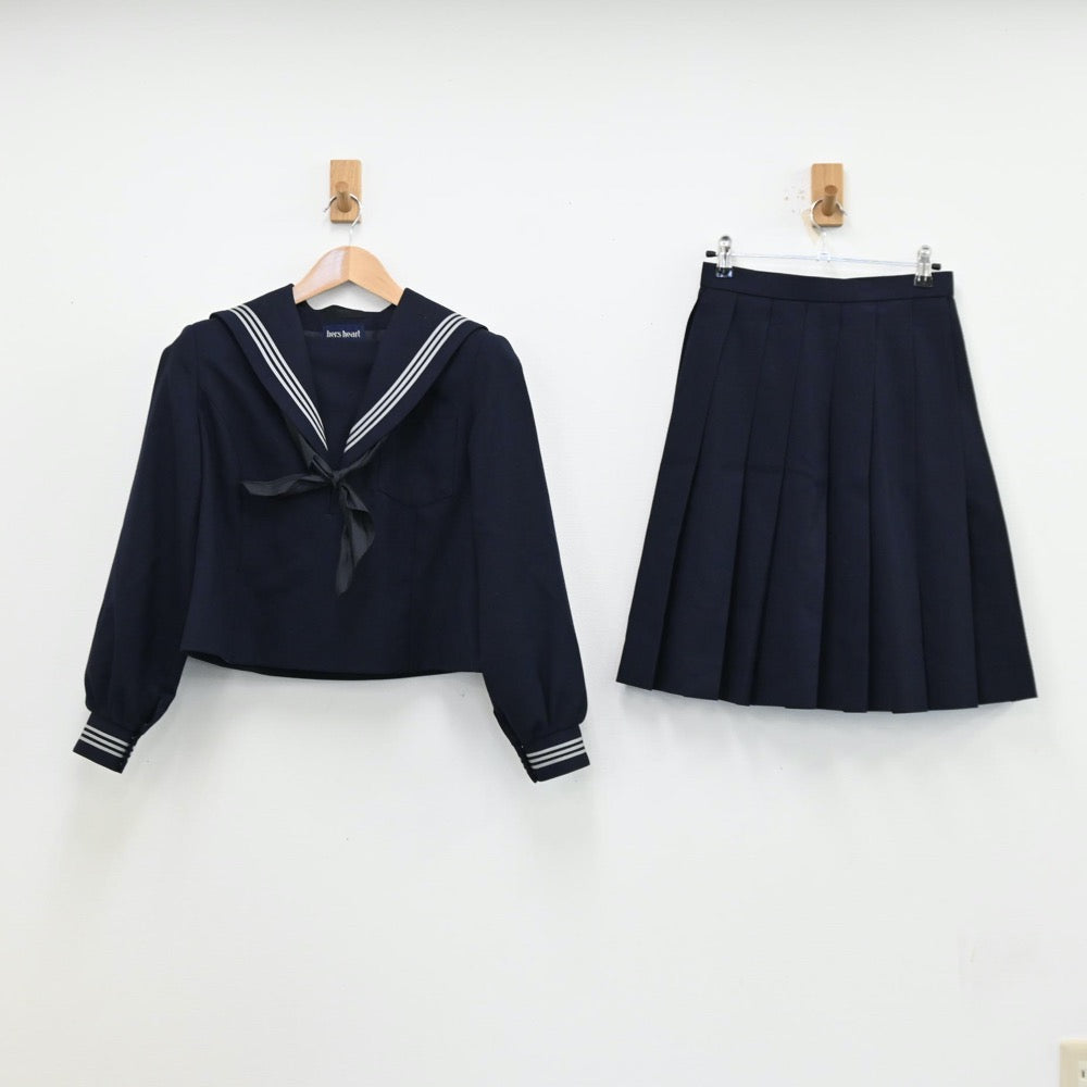 【中古】滋賀県 膳所高等学校 女子制服 3点（セーラー服・スカート）sf012116