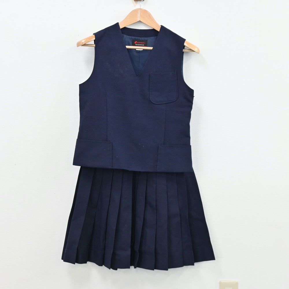 【中古】滋賀県 石山中学校 女子制服 4点（ブレザー・ベスト・スカート）sf012118