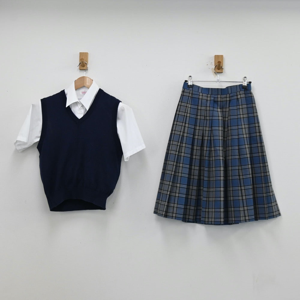 【中古】東京都 高砂中学校 女子制服 3点（シャツ・ニットベスト・スカート）sf012121