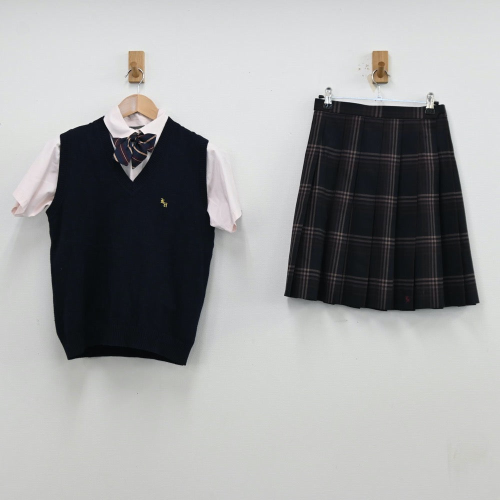 【中古】千葉県 柏の葉高等学校 女子制服 4点（シャツ・ニットベスト・スカート）sf012135