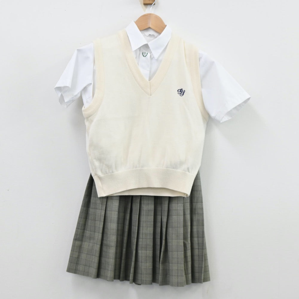 【中古】岐阜県 岐阜総合学園高等学校 女子制服 3点（シャツ・ニットベスト・スカート）sf012142