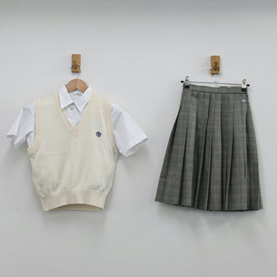 【中古】岐阜県 岐阜総合学園高等学校 女子制服 3点（シャツ・ニットベスト・スカート）sf012142