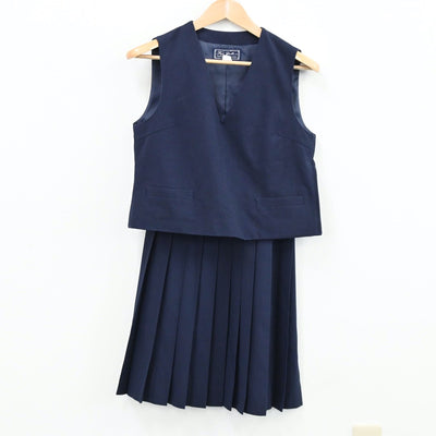 【中古】鳥取県 気高中学校 女子制服 2点（ベスト・スカート）sf012153