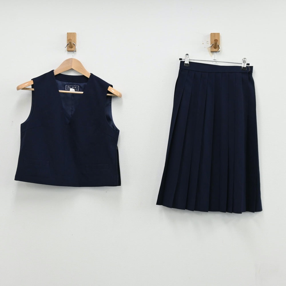 【中古】鳥取県 気高中学校 女子制服 2点（ベスト・スカート）sf012153