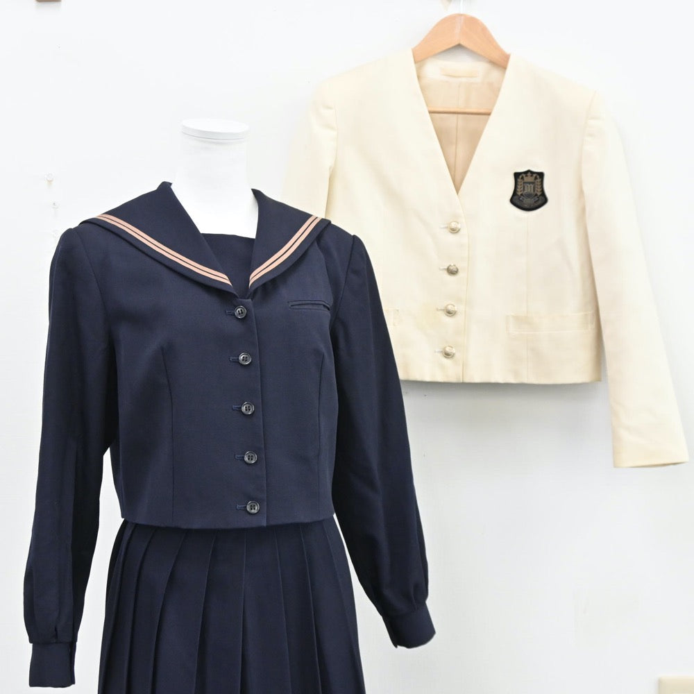 【中古】岡山県 岡山南高等学校 女子制服 3点（ブレザー・セーラー服・スカート）sf012156