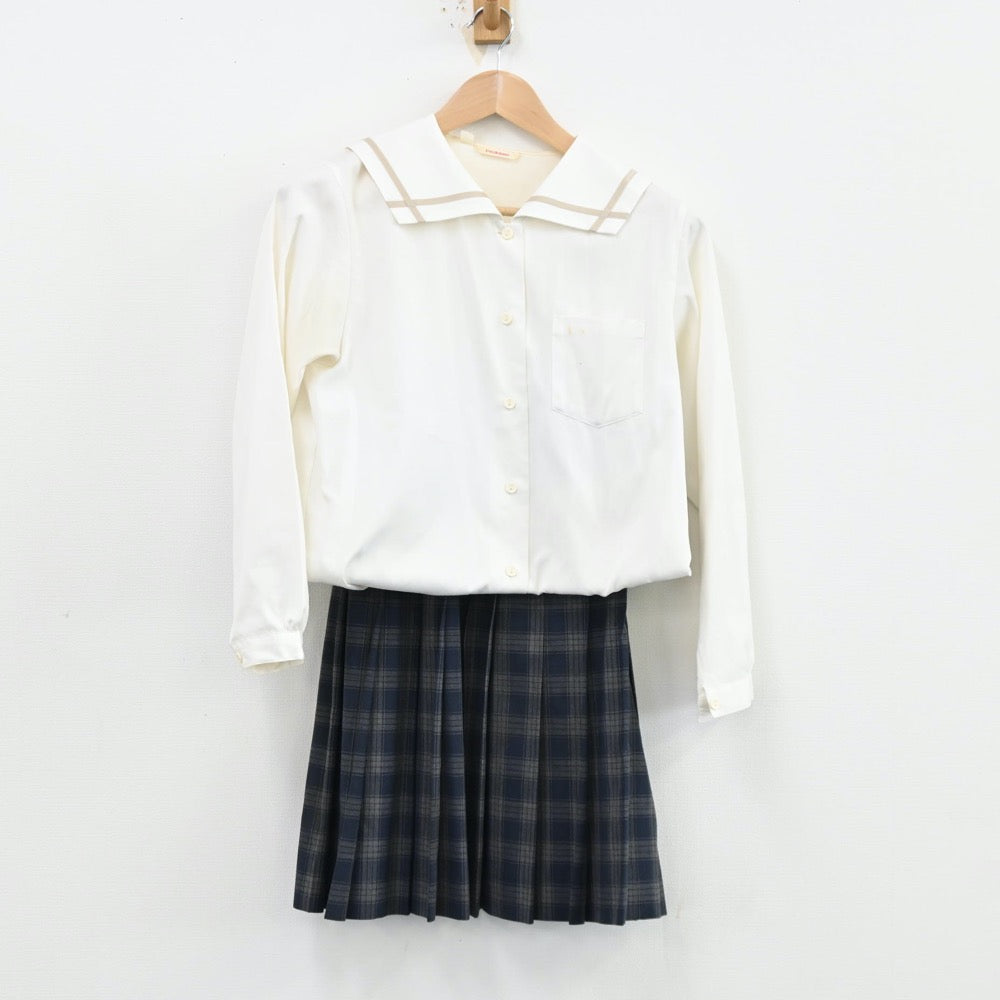 【中古】岡山県 岡山南高等学校 女子制服 3点（セーラー服・セーラー服・スカート）sf012157