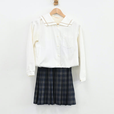 【中古】岡山県 岡山南高等学校 女子制服 3点（セーラー服・セーラー服・スカート）sf012157