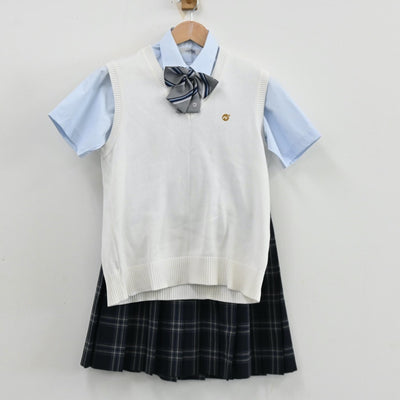 【中古】千葉県 二松學舍大学附属柏高等学校 女子制服 5点（シャツ・ニットベスト・スカート）sf012166